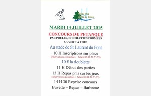 Concours de pétanque du club Mardi 14 Juillet 2015