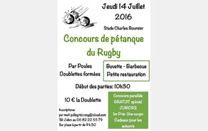 Concours de Pétanque du Rugby 14 Juillet 2016