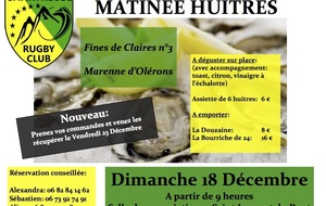 Matinée HUITRES le Dimanche 18 Décembre
