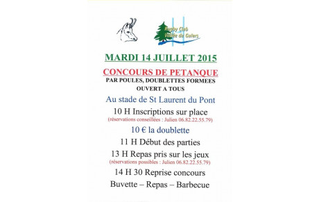 Concours de pétanque du club Mardi 14 Juillet 2015