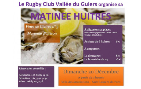 Matinée huîtres le Dimanche 20 Décembre 