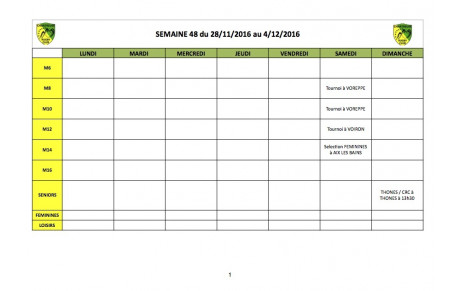 Programme semaine 48