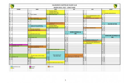 Calendrier fin de saison du CRC
