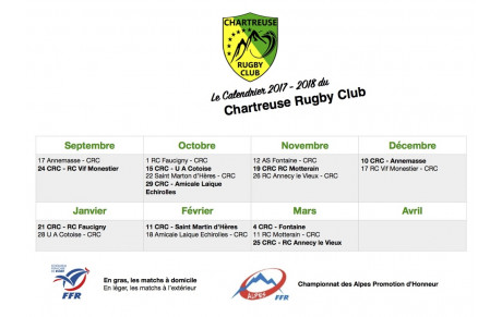 Calendrier Saison 2017-2018 du CRC