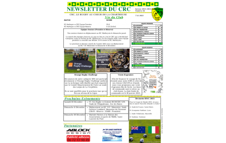 Newsletter du Chartreuse Rugby Club - Numéro 46