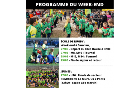 Programme du week-end du 27,28/05