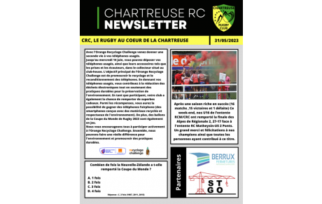 Newsletter du Chartreuse Rugby Club du 31/05/2023